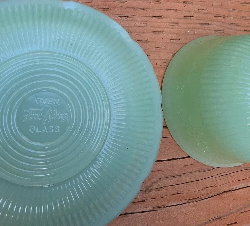 VTG Fire-King Jadeite Alice Teacup & Saucer Set Anchor Hocking 1940s